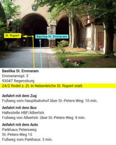 Anfahrtsbeschreibung St. Rupert, Regensburg